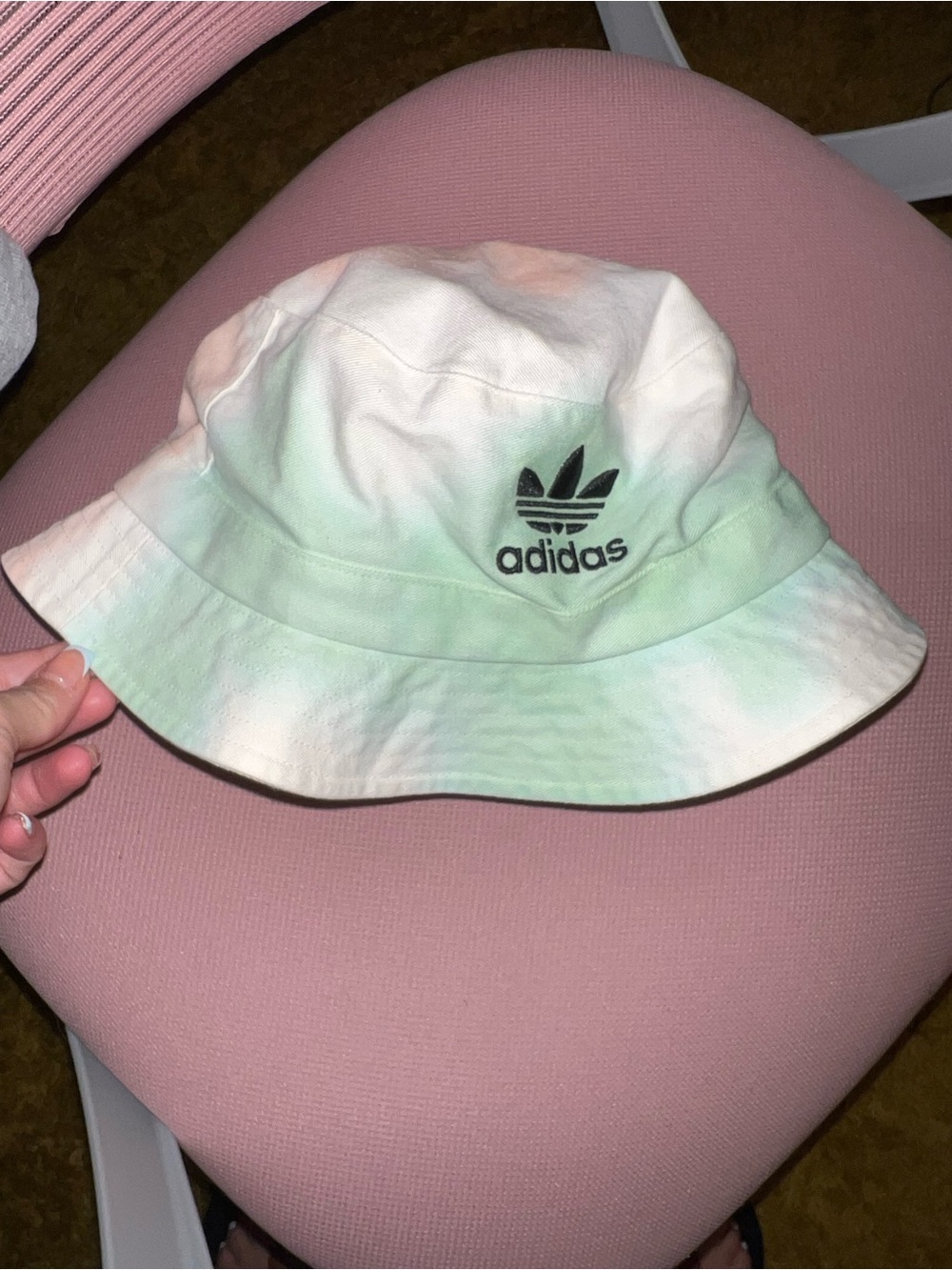 adidas Tie-Dye Bucket Hat - Gray, White & Light Pink
